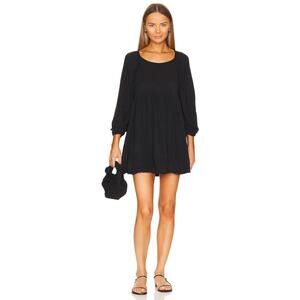 Free People Women's Adler Tunic Dress Blouson Sleeves Solid Black Size XS NWT